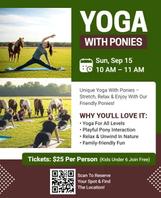 Outdoor Yoga with Ponies Experience Flyer Template