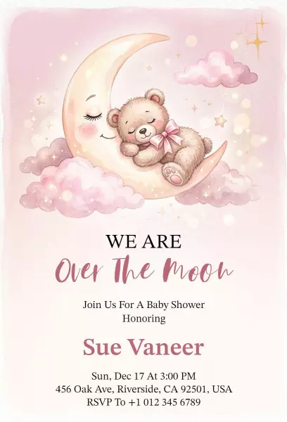 Over the Moon Baby Shower Celebration Invitation Template