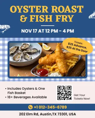 Oyster Roast and Fish Fry Event Flyer Template