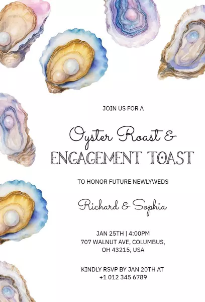 Oyster Roast Engagement Toast Celebration Invitation Template