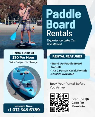 Paddle Board Rentals Lake Adventure Flyer Template