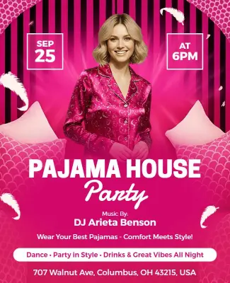 Pajama House Party Event Flyer Template