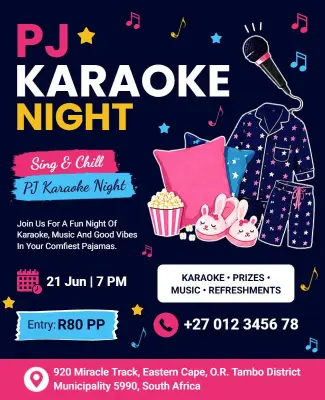 Pajama Karaoke Night Event Flyer Template