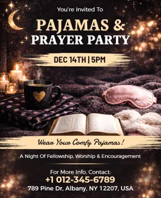 Pajamas and Prayer Night Gathering Flyer Template