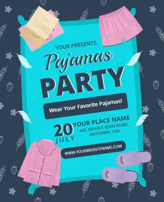 Pajamas Party Event Invitation Flyer Template