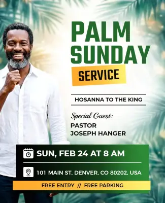 Palm Sunday Church Hosanna to the King Service Announcement Poster Template