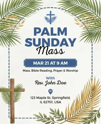 Palm Sunday Church Mass Event Poster Template
