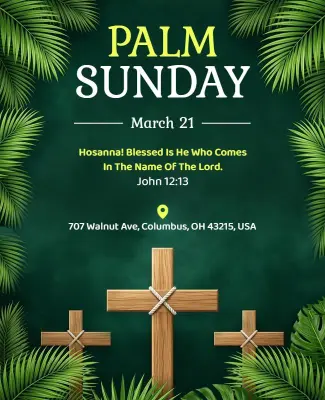 Palm Sunday Religious Event with Crosses Poster Template