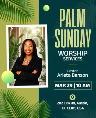 Palm Sunday Worship Service Event Poster Template