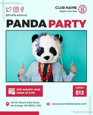 Panda Costume Themed Party Flyer Template