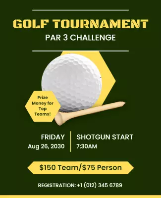 Par 3 Golf Tournament Challenge Flyer Template