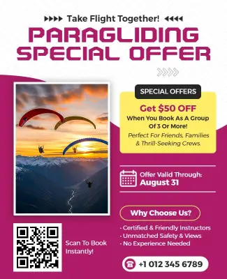 Paragliding Adventure Special Offer Flyer Template