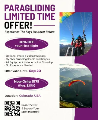 Paragliding Limited Time Offer Event Announcement Flyer Template