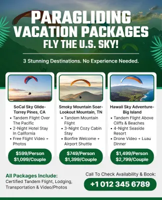 Paragliding Vacation Packages Promotional Flyer Template