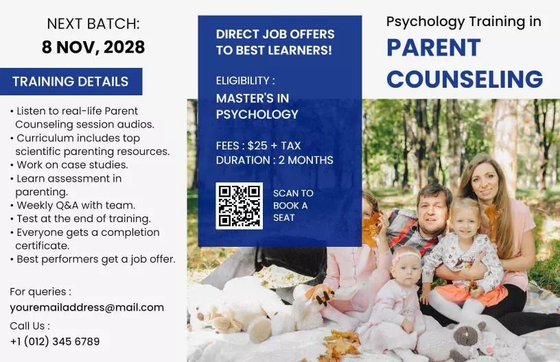 Parent Counseling Psychology Training and Certification Brochure Template