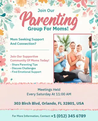 Parenting Support Group for Moms Flyer Template