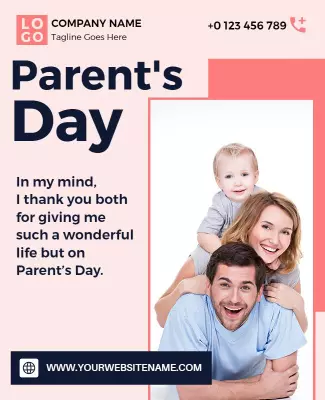 Soft Pastel Parent's Day Family Celebration Flyer Template