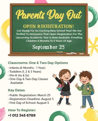 Parents Day Out Registration Poster Template