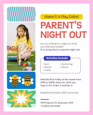 Parents Night Out Activity Flyer Template