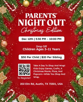 Parents' Night Out Christmas Event Flyer Template