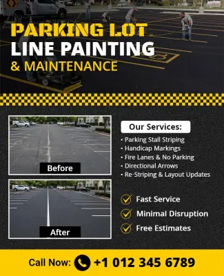 Parking Lot Line Painting and Maintenance Service Flyer Template