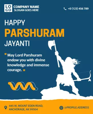 Vibrant Blue Parshuram Jayanti Celebration Flyer Template