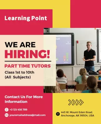 Part Time Tutors Hiring Flyer Template
