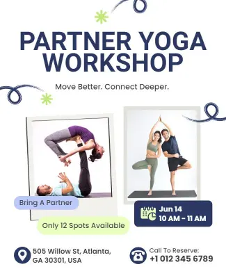 Partner Yoga Workshop Event Flyer Template