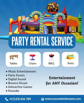 Editable Party Rental Flyer Templates for Events