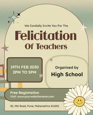 Pastel Floral Teacher Felicitation Ceremony Invitation Poster Template