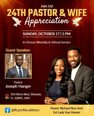 Pastor and Wife Appreciation Event Flyer Template