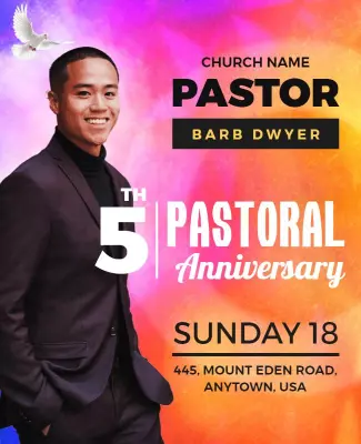 Vibrant Celebration of 5th Pastoral Anniversary Flyer Template