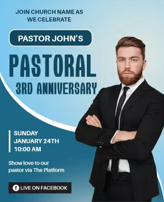 Contemporary Aqua Religious Service Anniversary Flyer Template