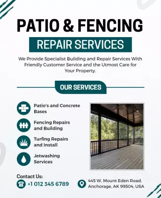 Patio and Fencing Repair Services Flyer Template