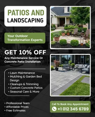 Patios and Landscaping Services Promotion Poster Template