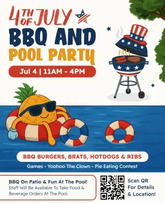 Patriotic 4th of July BBQ and Pool Party Celebration Flyer Template
