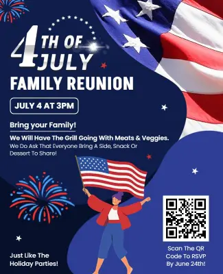 Patriotic 4th of July Family Reunion Celebration Flyer Template