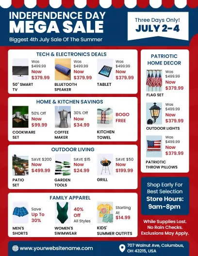 Patriotic 4th of July Mega Sale Flyer Template