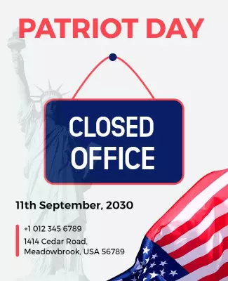 Patriotic American Flag Design for Office Closure Poster Template