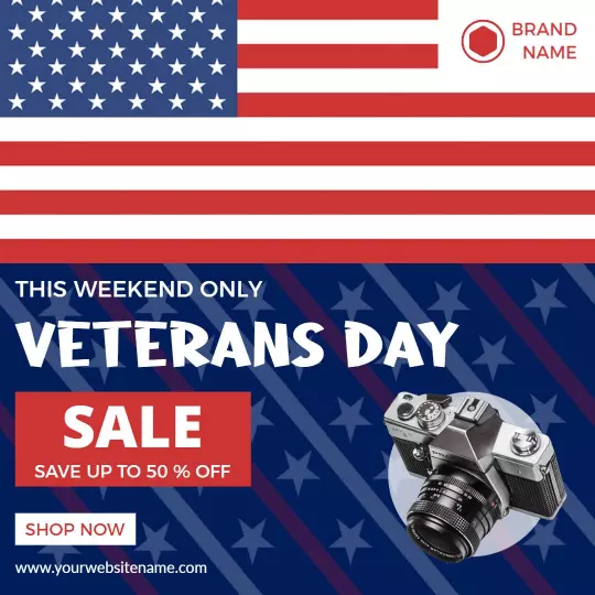 Patriotic American Flag Themed Veterans Day Sale Ad Template