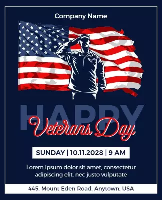 Patriotic American Flag Veterans Day Celebration Poster Template