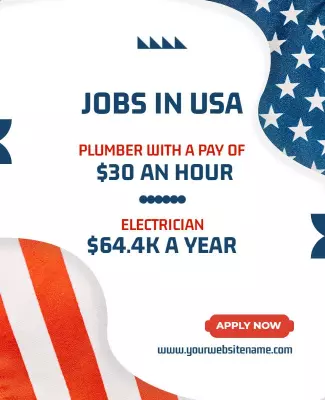 Patriotic American Jobs Recruitment poster Template