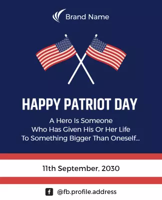 Patriotic Blue American Flag Tribute Poster Template