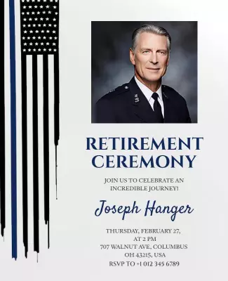 Patriotic Blue and Black Military Retirement Ceremony Poster Template