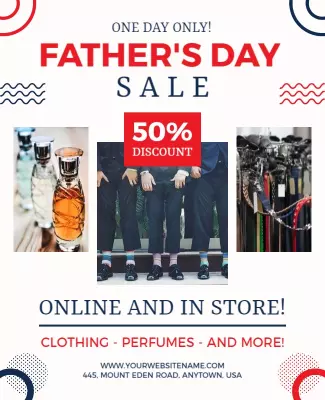 Patriotic Blue and Red Father's Day Sale Poster Template