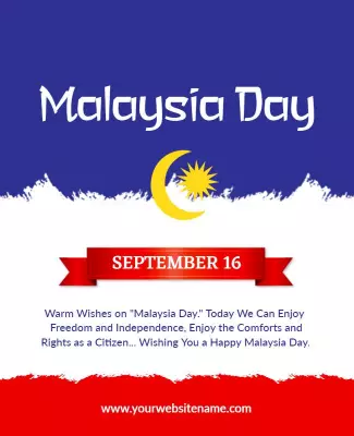 Patriotic Blue and Red Malaysia Day Celebration Poster Template