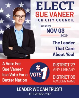 Patriotic Blue and Red Political Campaign Poster Template