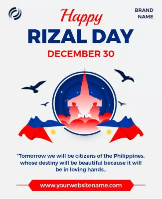 Patriotic Blue and Red Rizal Day Celebration Poster Template