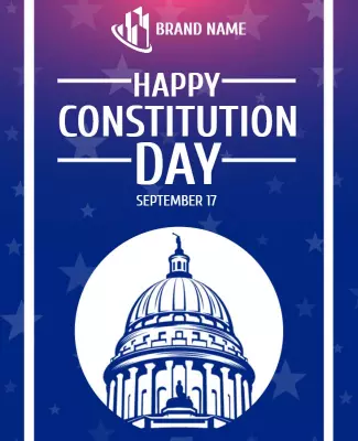 Patriotic Blue and White US Constitution Day Celebration Flyer Template