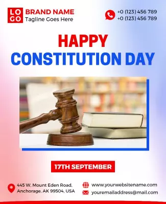 Patriotic Blue Constitution Day Celebration Poster Template